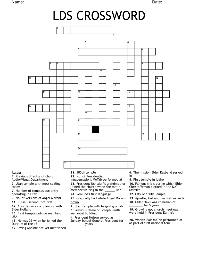 LDS CROSSWORD