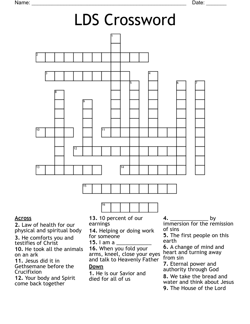 LDS Crossword