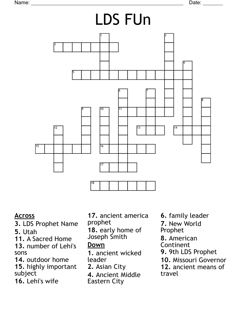 LDS FUn Crossword