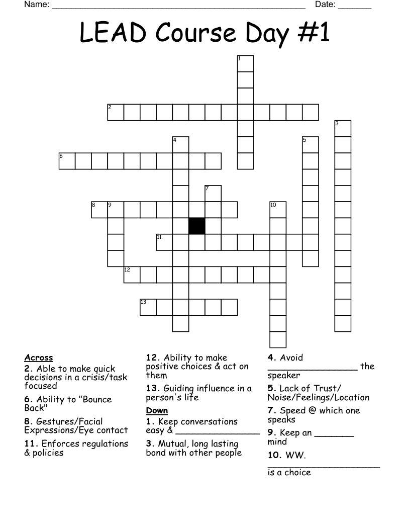 LEAD Course Day #1 Crossword