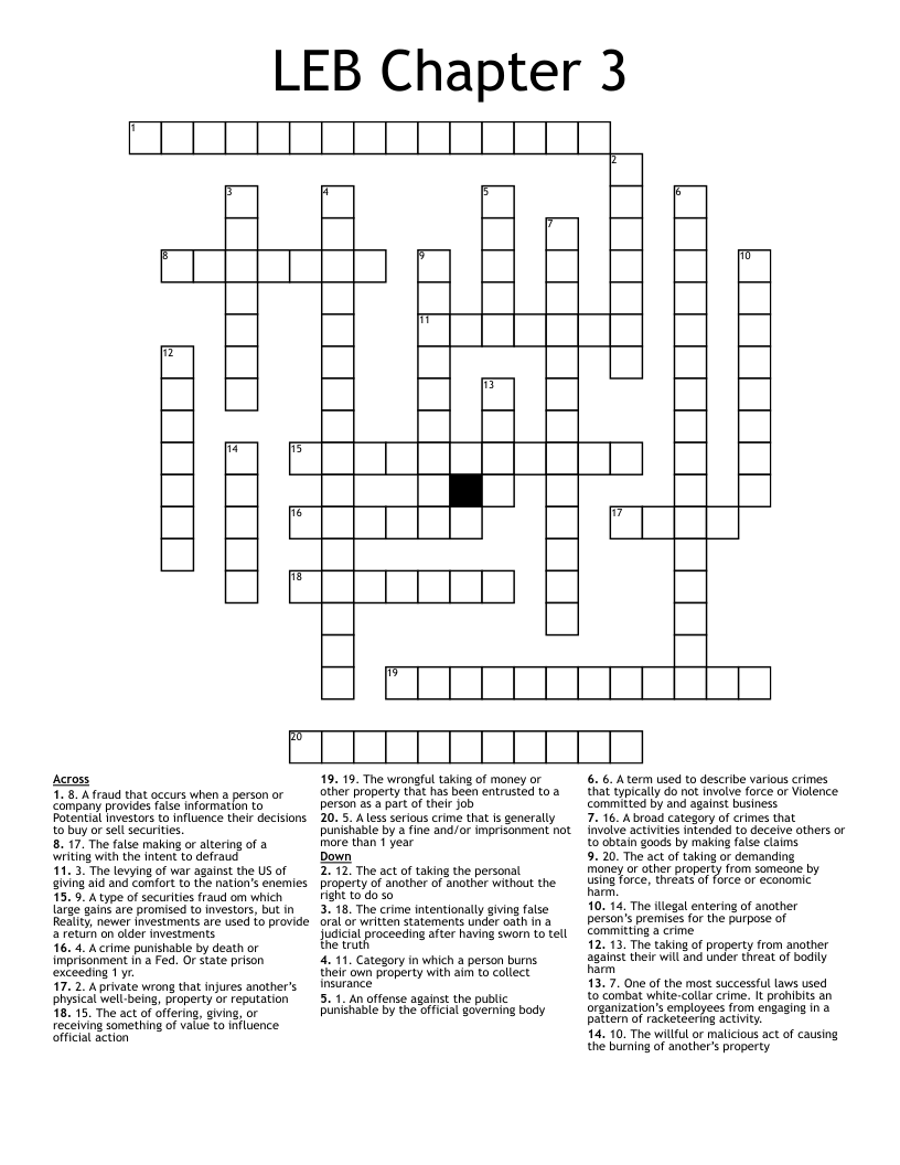 LEB Chapter 3 Crossword