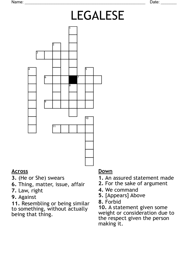 LEGALESE Crossword
