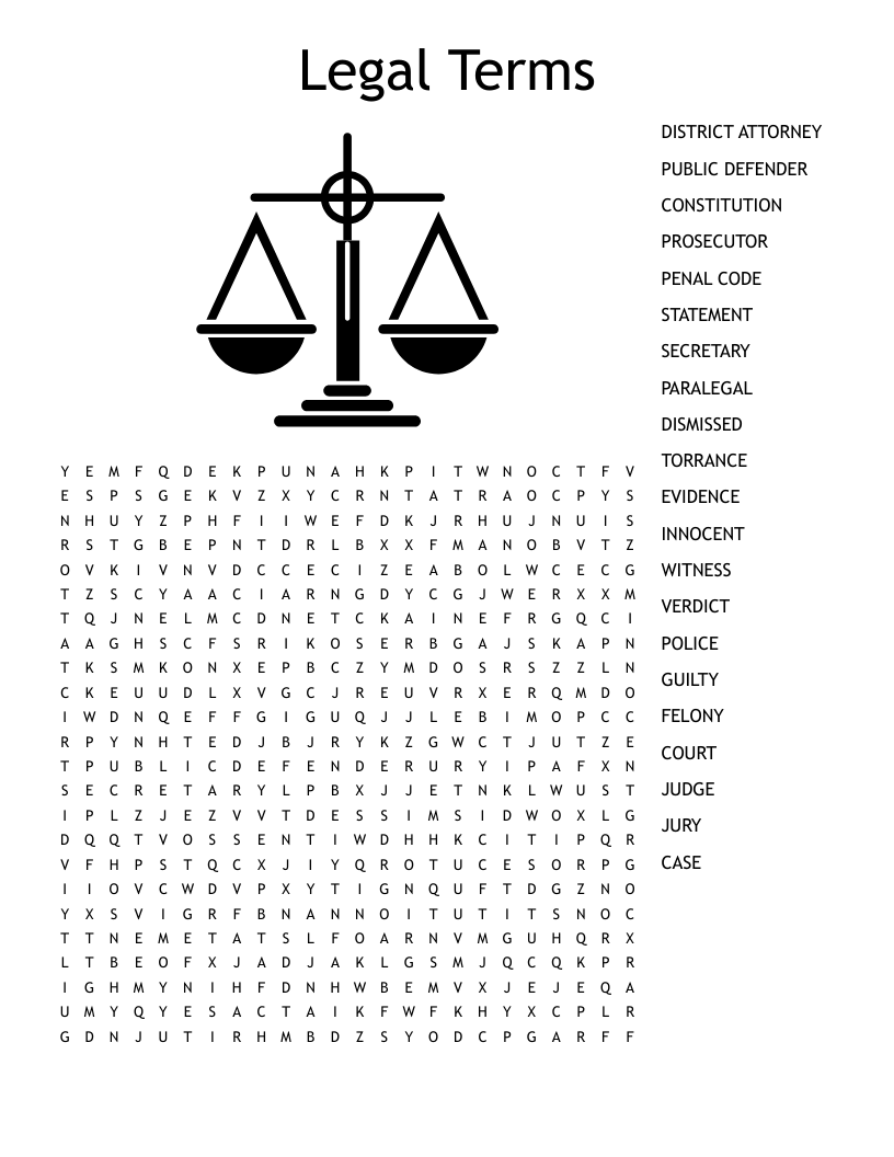 Legal Terms Word Search
