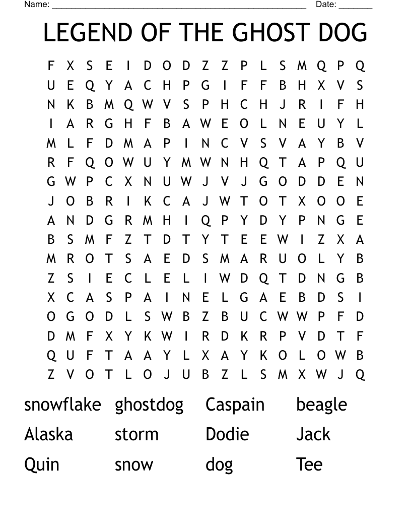 LEGEND OF THE GHOST DOG Word Search