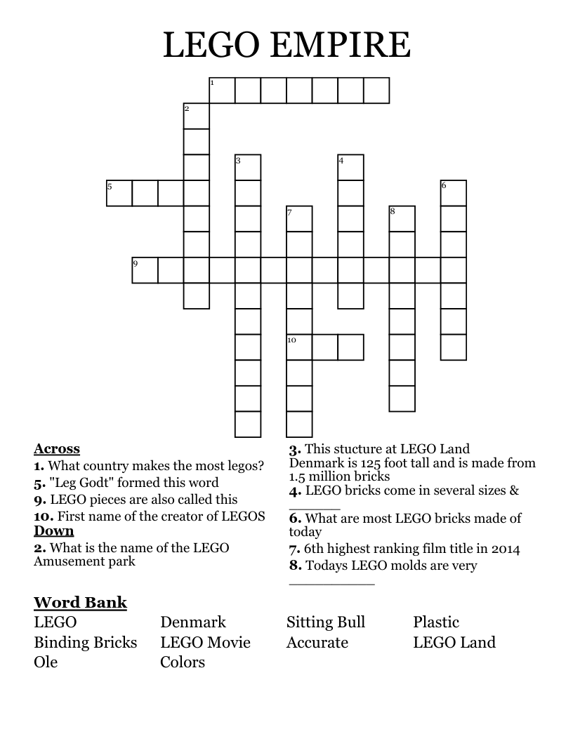 LEGO EMPIRE Crossword