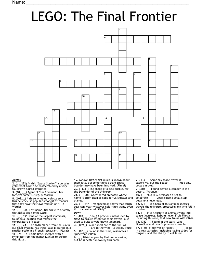 LEGO: The Final Frontier Crossword