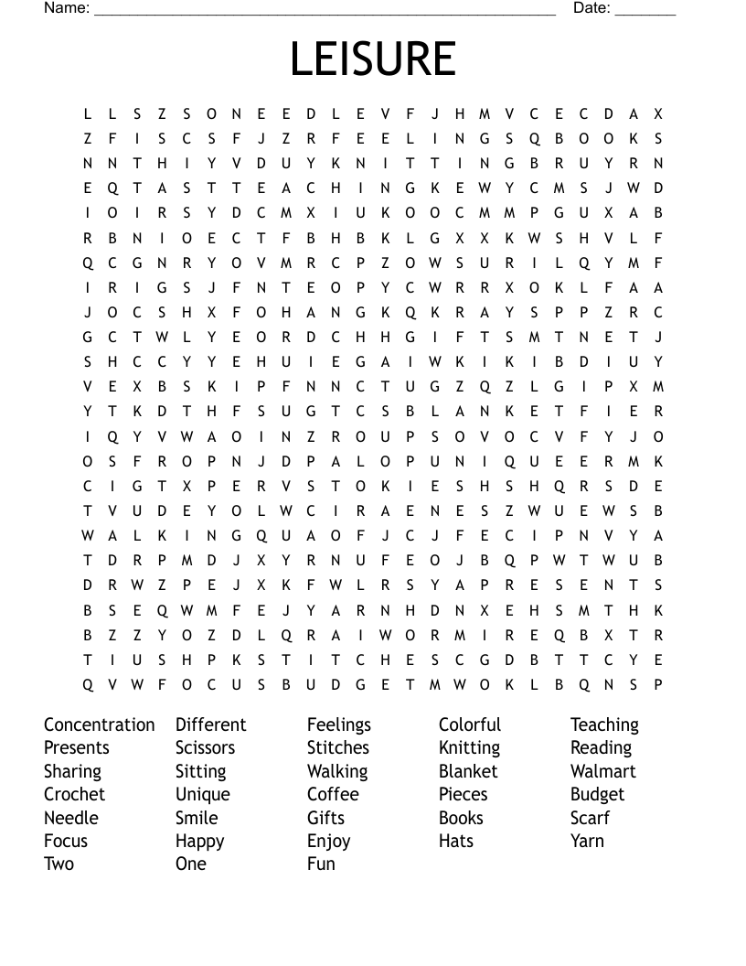 LEISURE Word Search