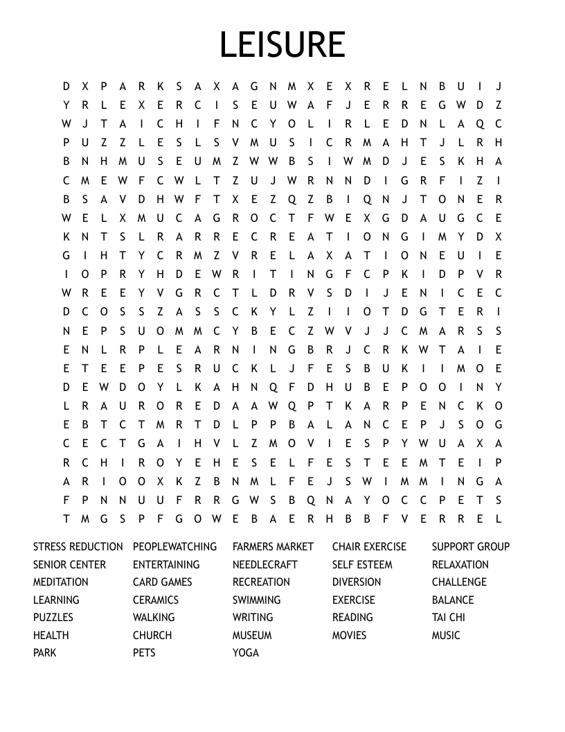 LEISURE Word Search