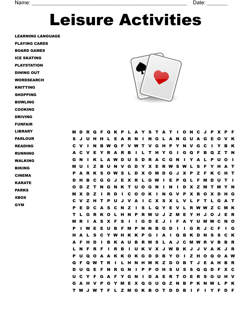 Leisure Activities Word Search