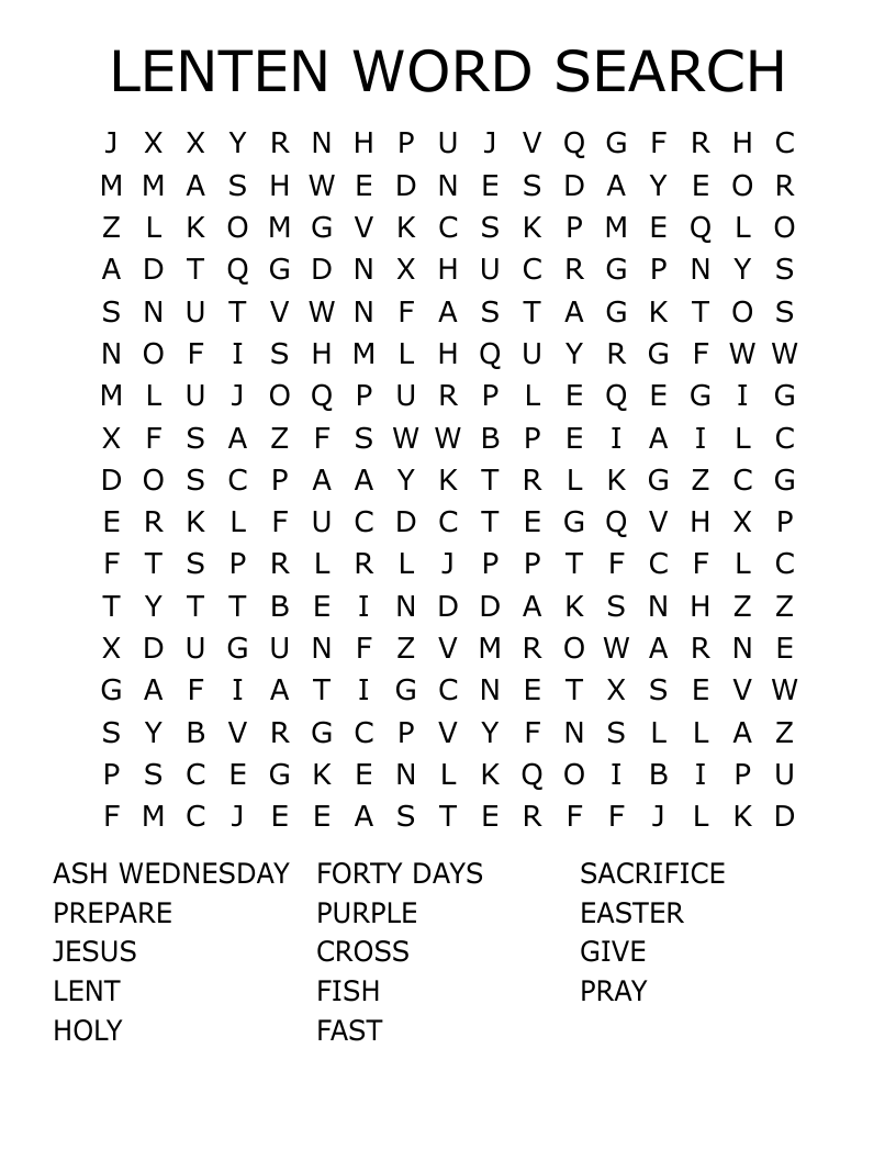 LENTEN WORD SEARCH