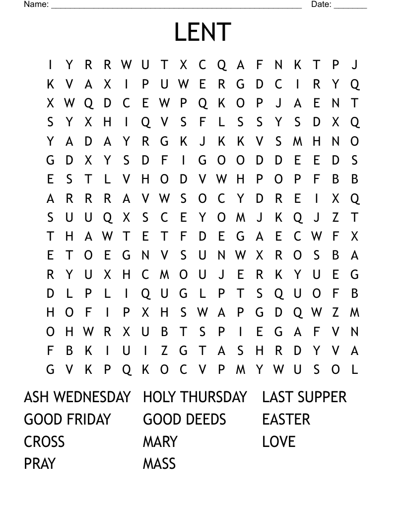 LENT Word Search