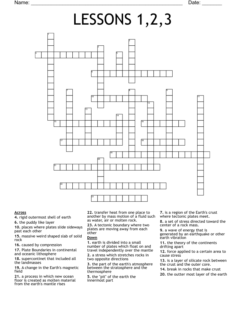 LESSONS 1,2,3 Crossword