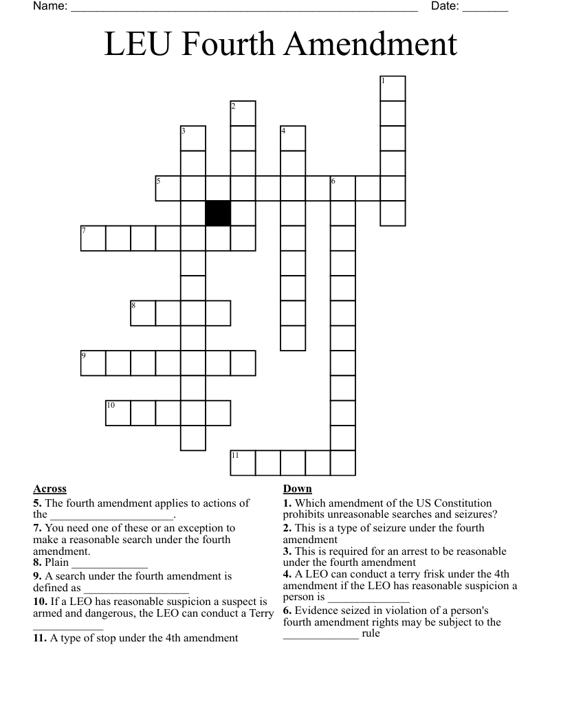 LEU Fourth Amendment Crossword