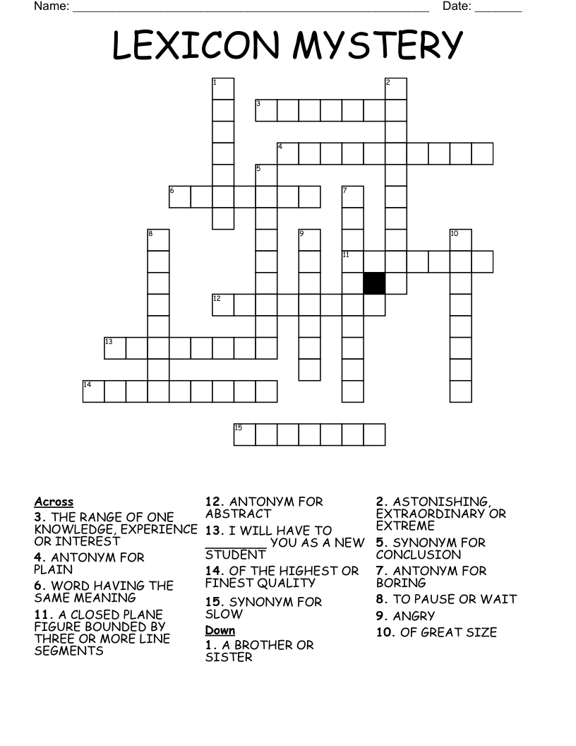 LEXICON MYSTERY Crossword