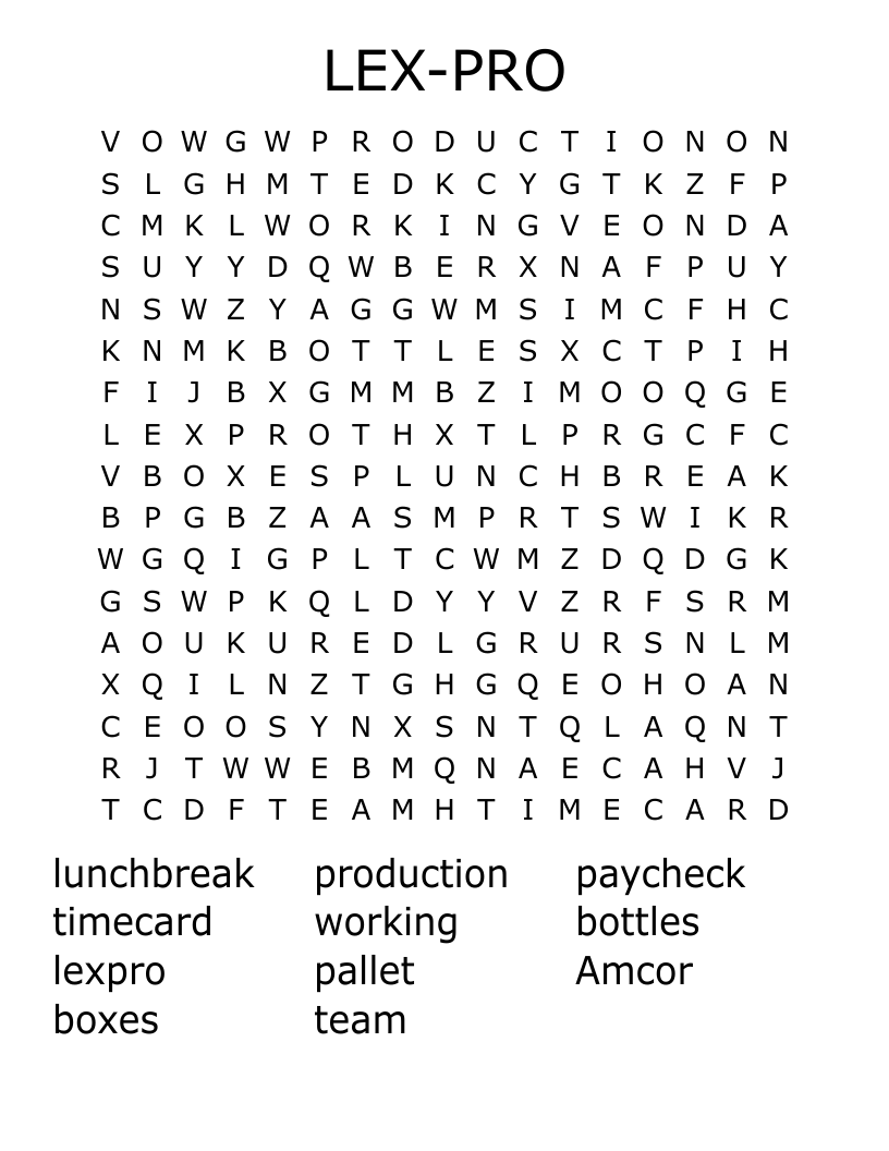 LEX-PRO Word Search