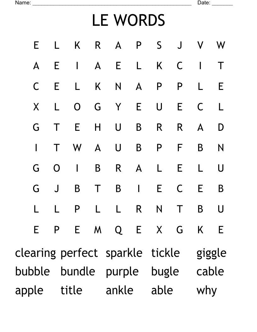 LE WORDS Word Search