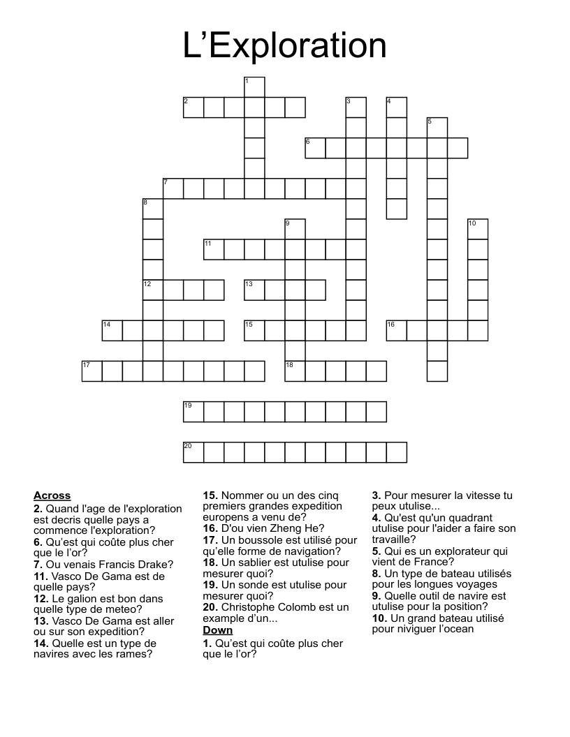 L’Exploration Crossword