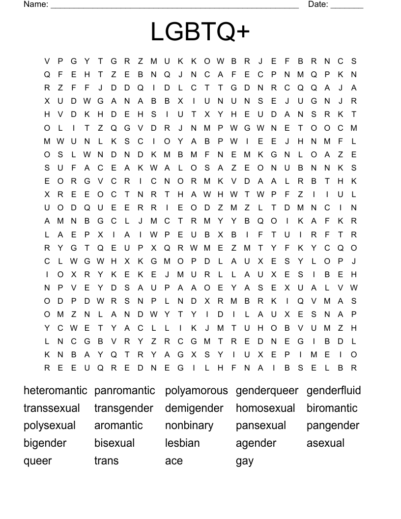 LGBTQ+ Word Search