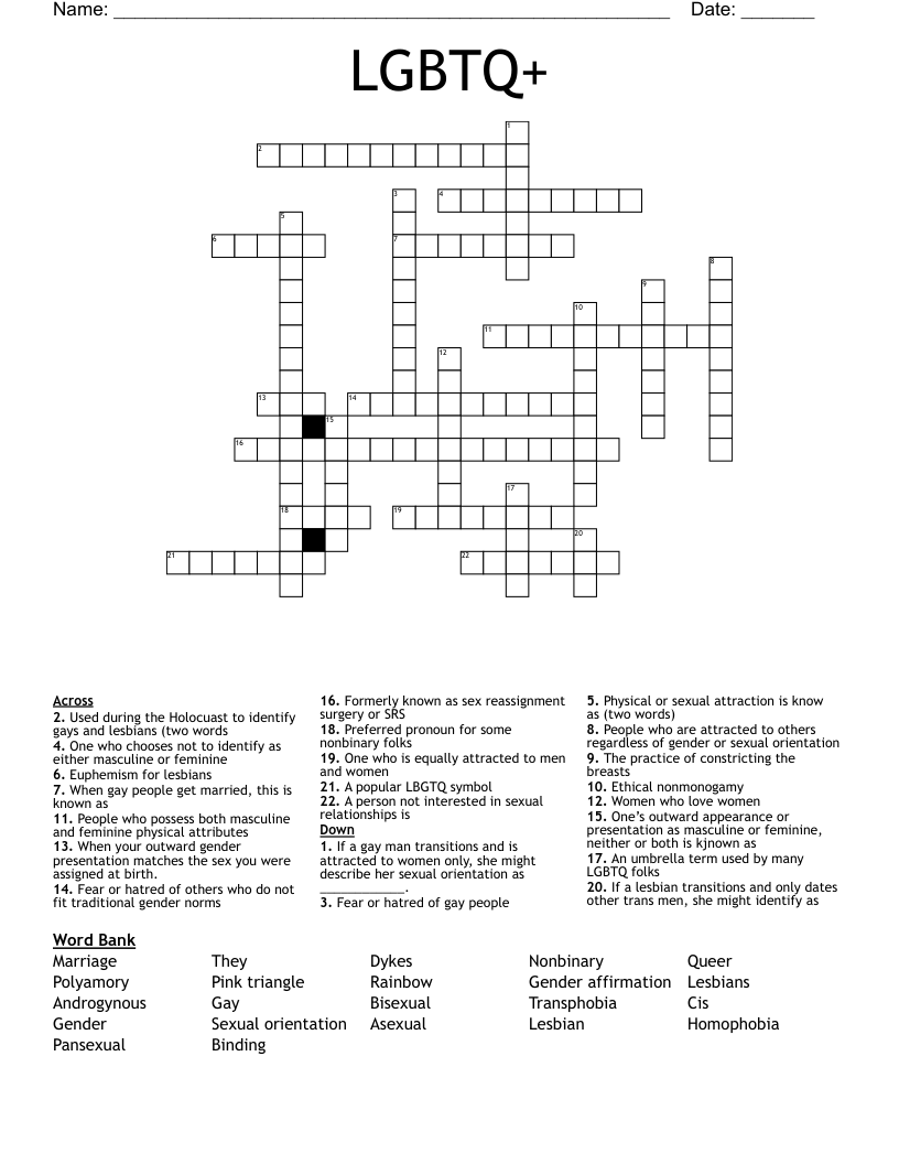 LGBTQ+ Crossword