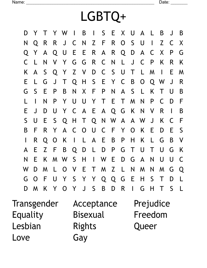 LGBTQ+ Word Search