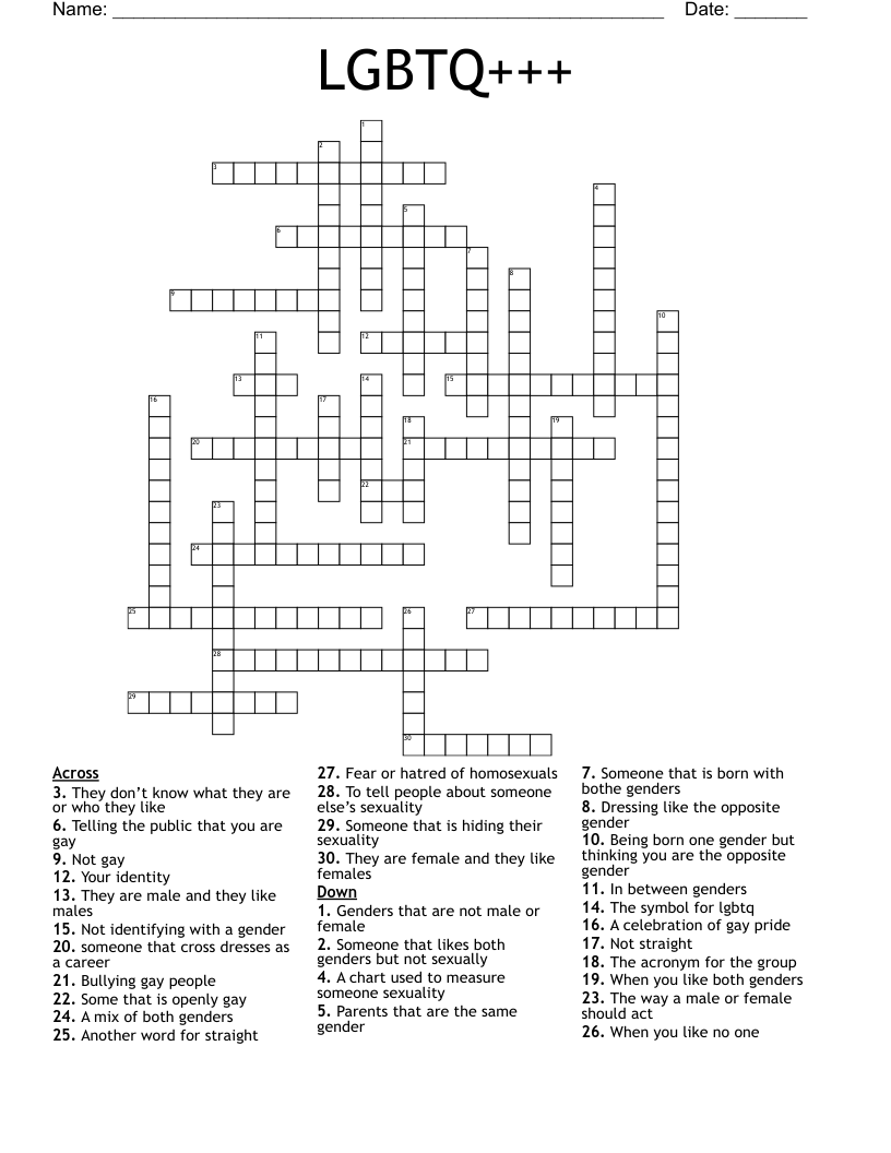 LGBTQ+++ Crossword