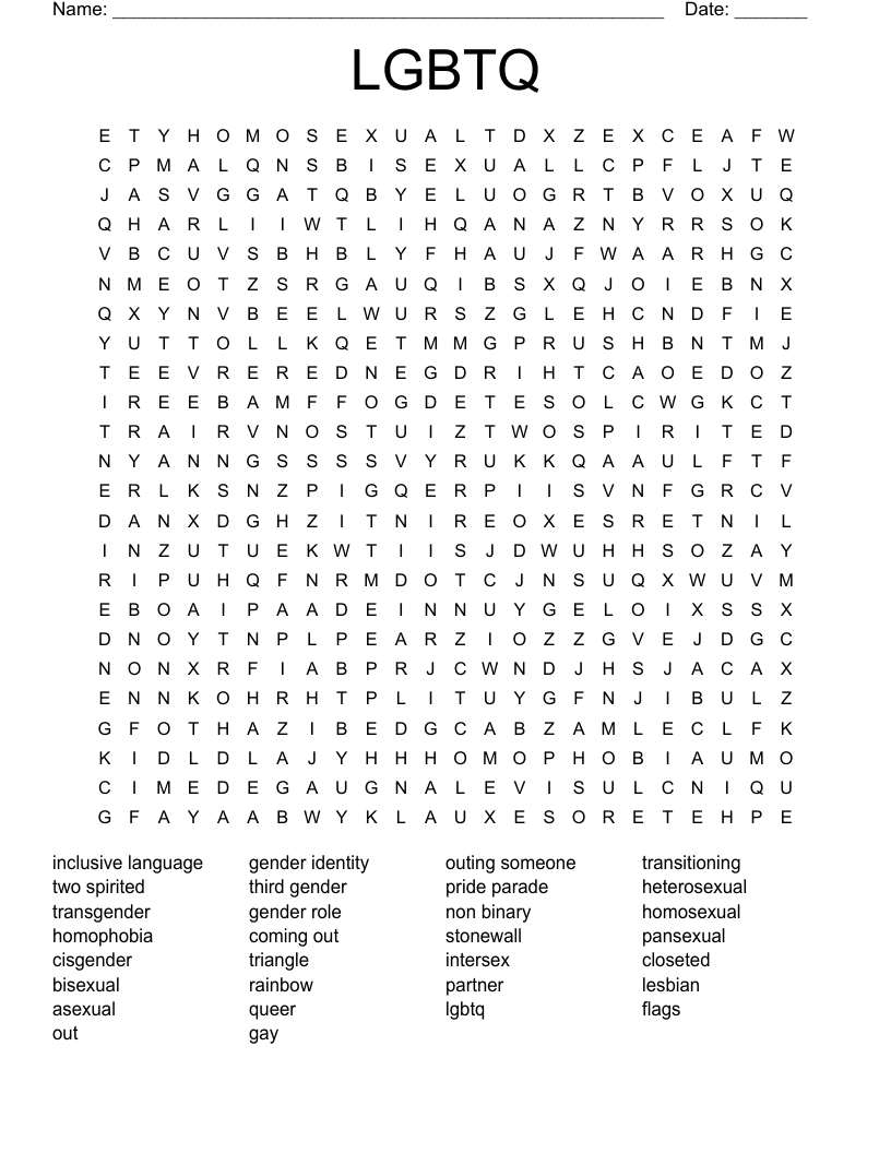 LGBTQ Word Search