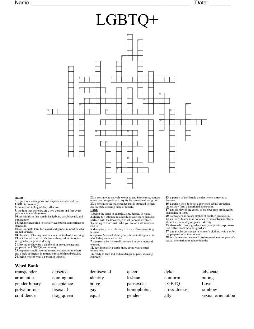 LGBTQ+ Crossword