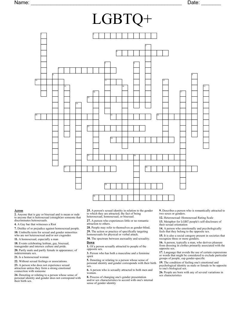 LGBTQ+ Crossword