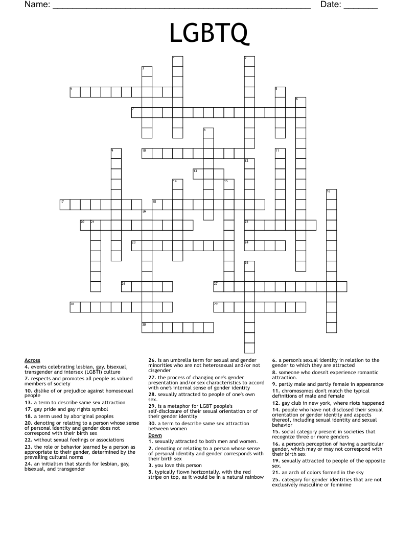 LGBTQ Crossword