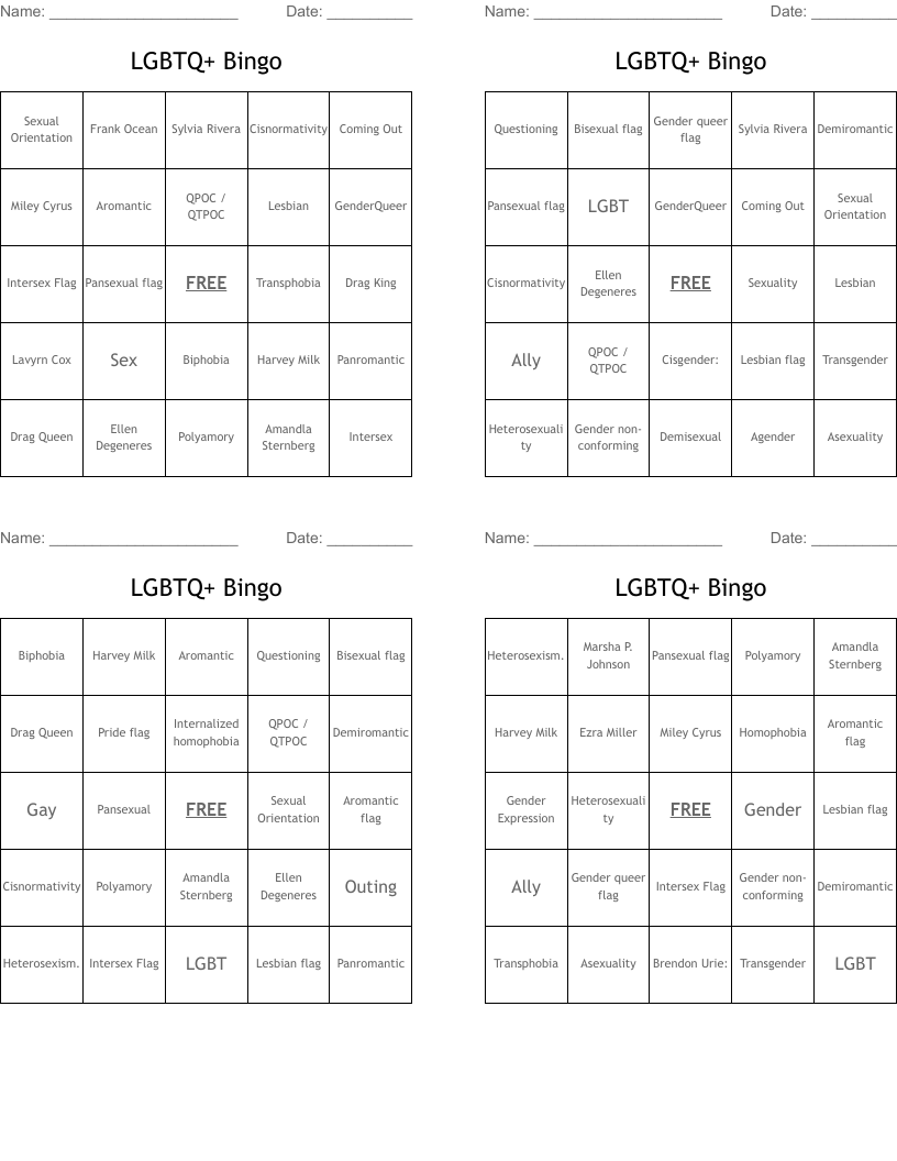 LGBTQ+ Bingo