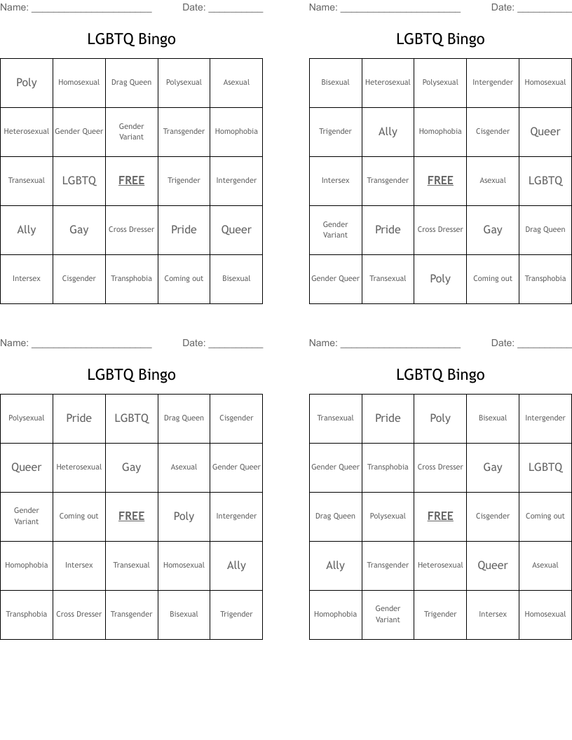 LGBTQ Bingo