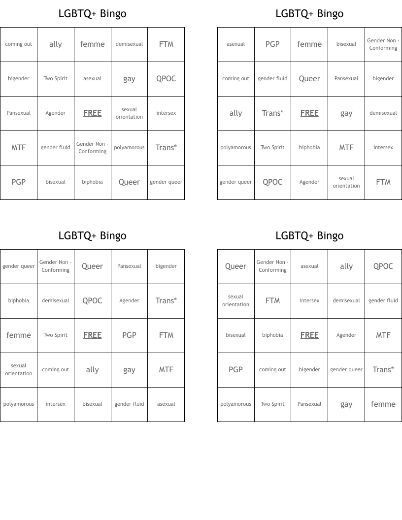 LGBTQ+ Bingo