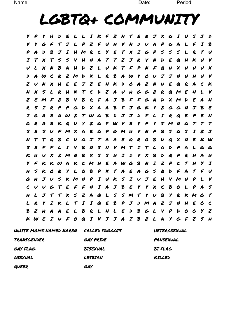 LGBTQ+ COMMUNITY Word Search