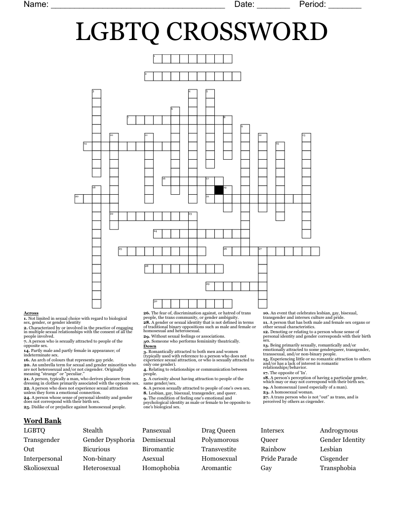 LGBTQ CROSSWORD