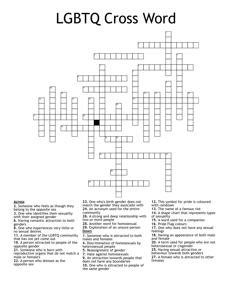 LGBTQ Cross Word