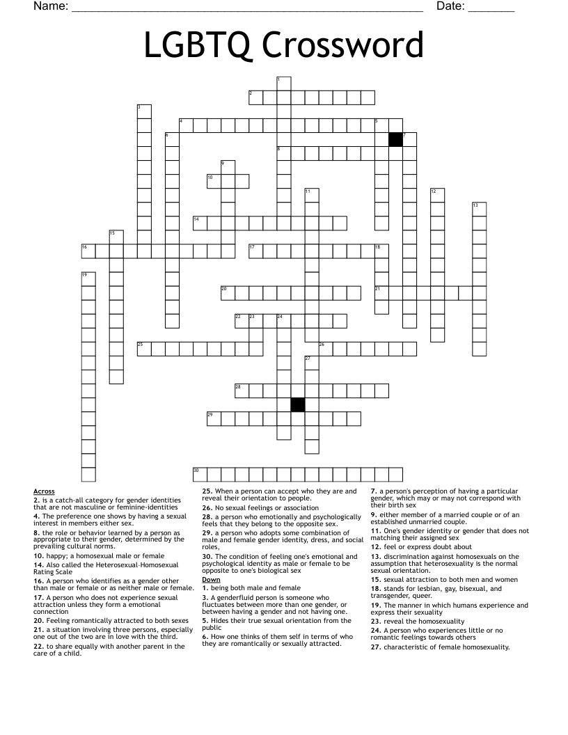 LGBTQ Crossword