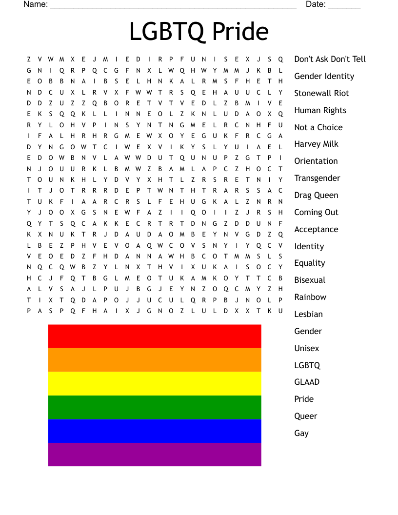 LGBTQ Pride Word Search