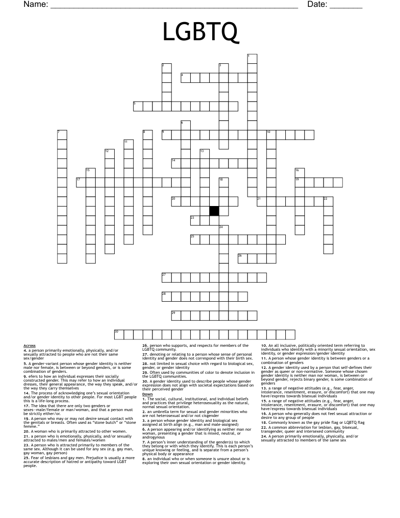 LGBTQ  Crossword