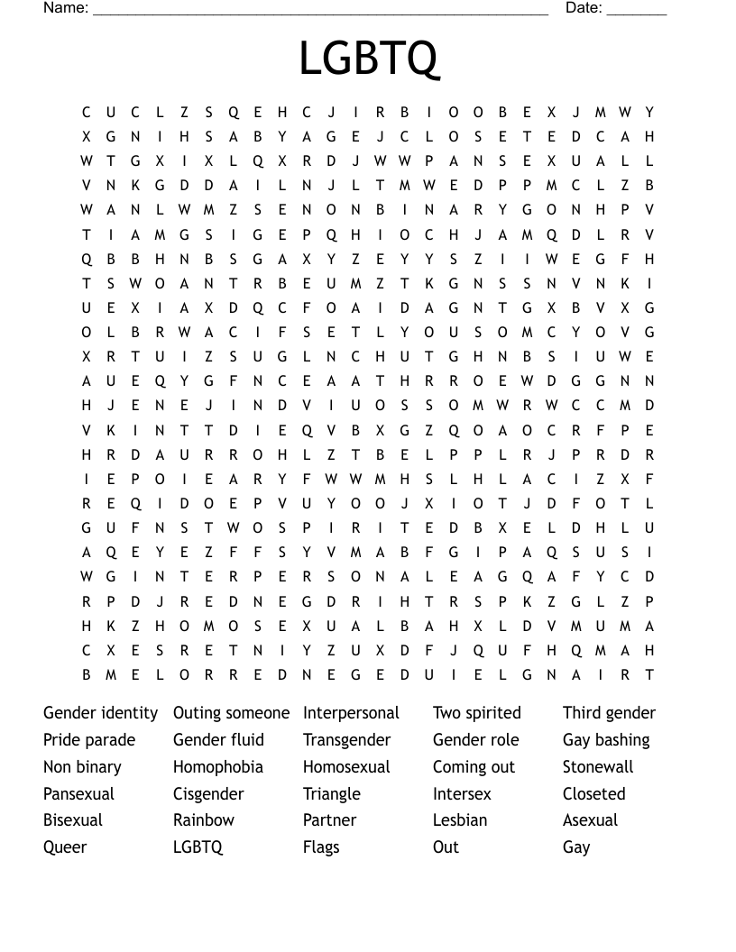 LGBTQ  Word Search