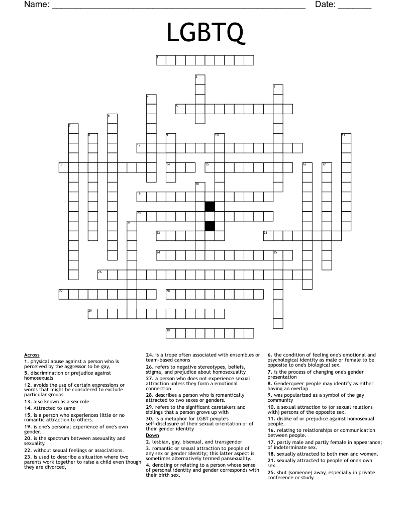 LGBTQ  Crossword