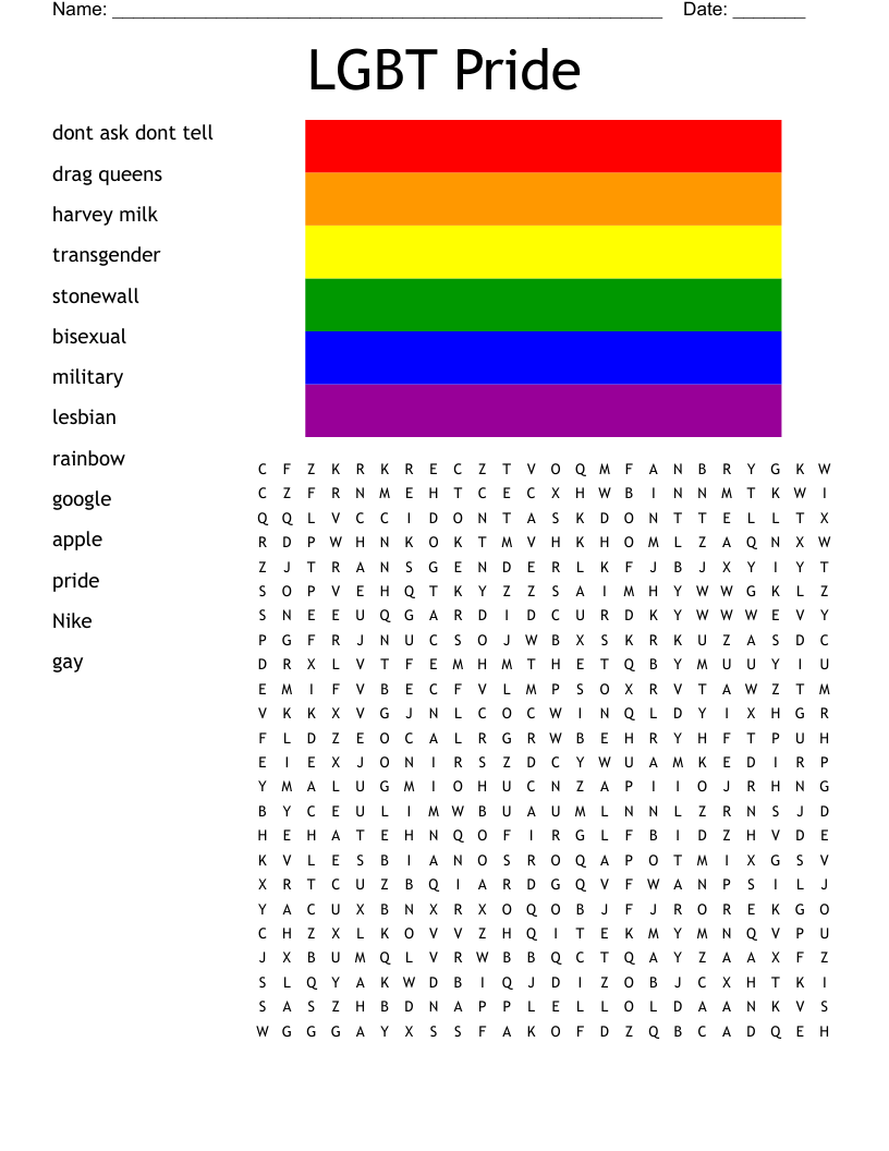 LGBT Pride Word Search