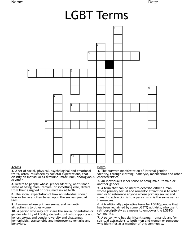 LGBT Terms Crossword