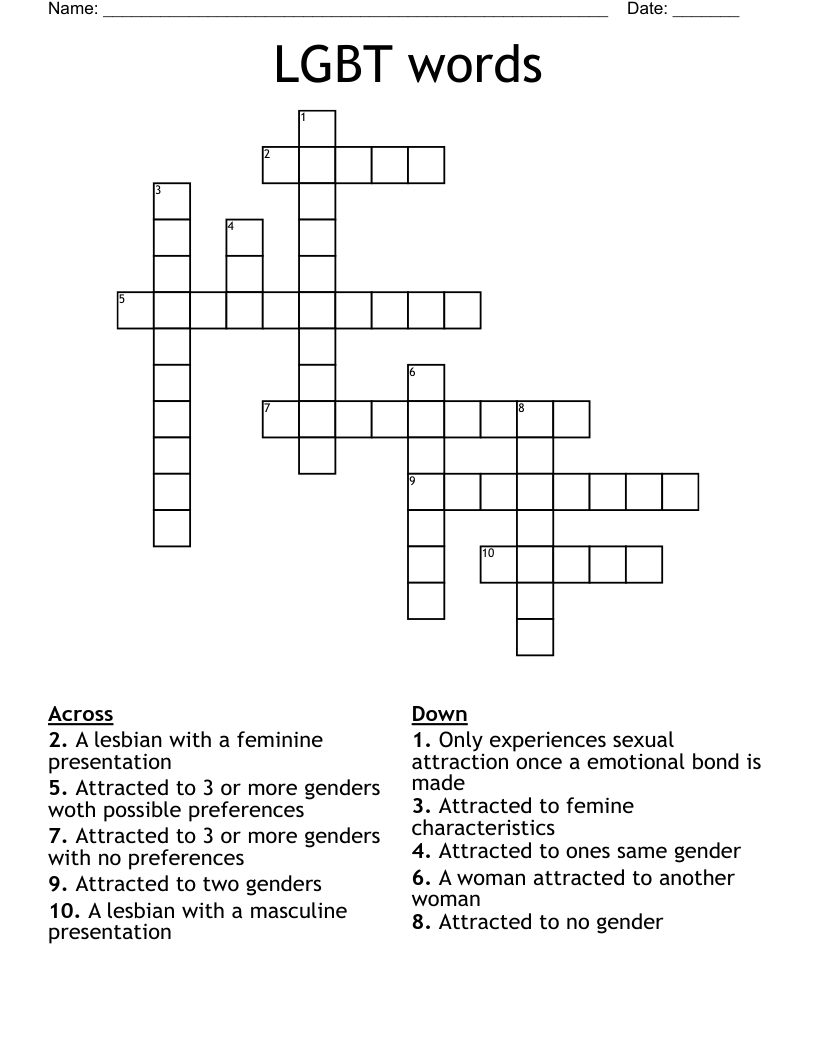 LGBT words Crossword