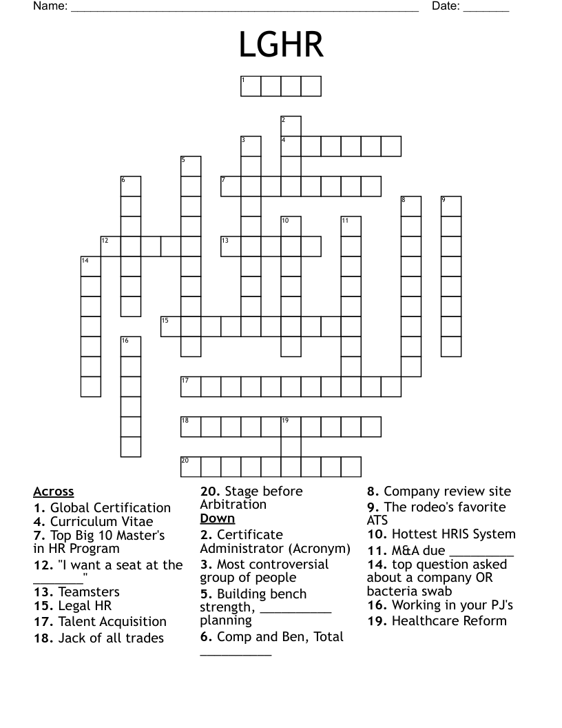 LGHR  Crossword