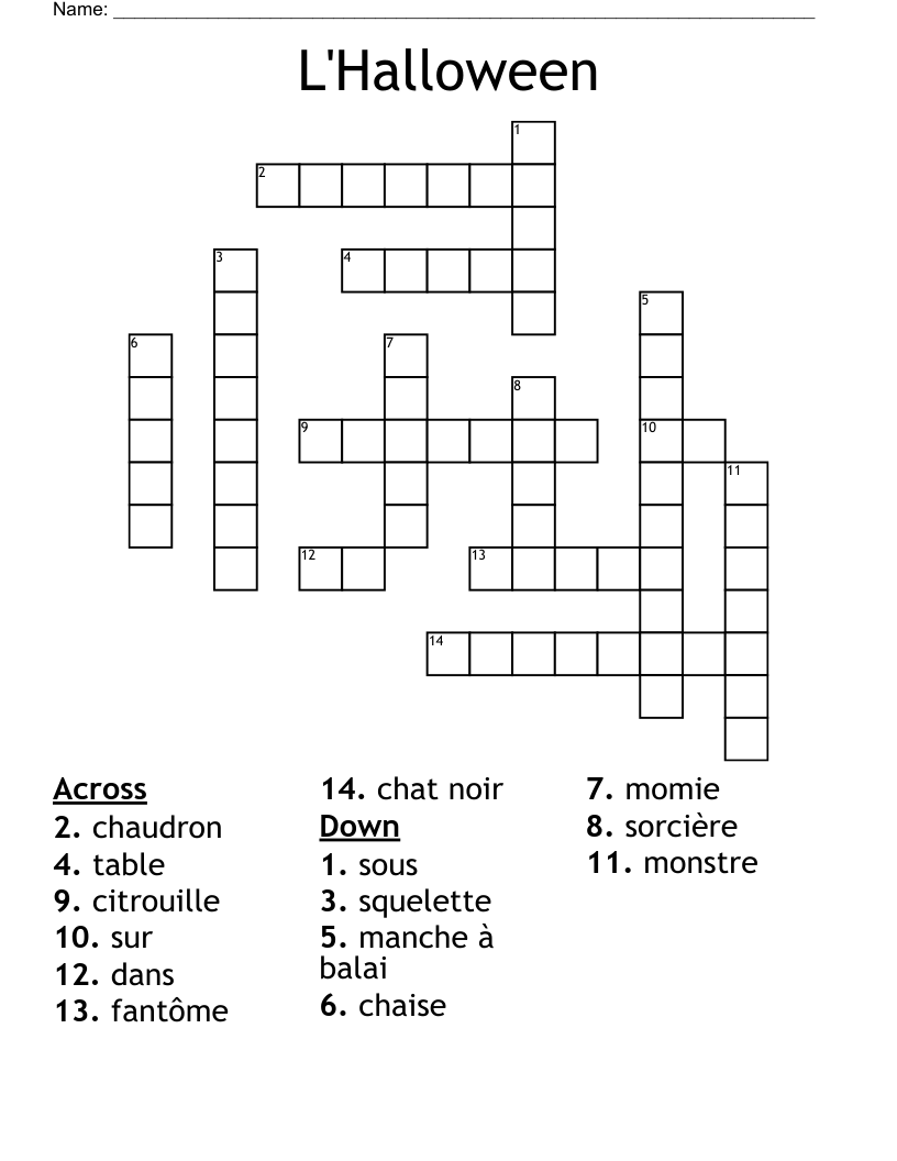 L'Halloween  Crossword