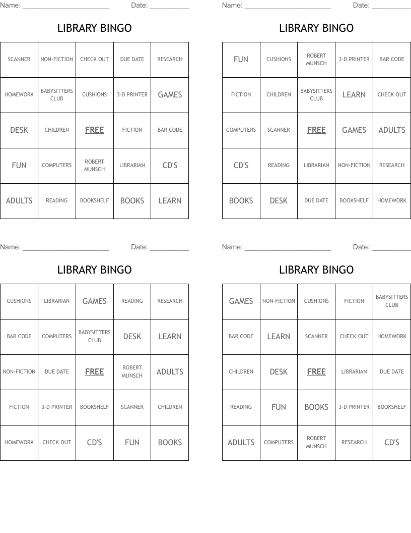LIBRARY BINGO