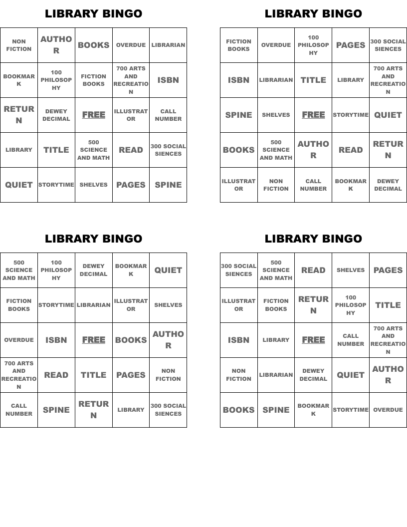 LIBRARY BINGO