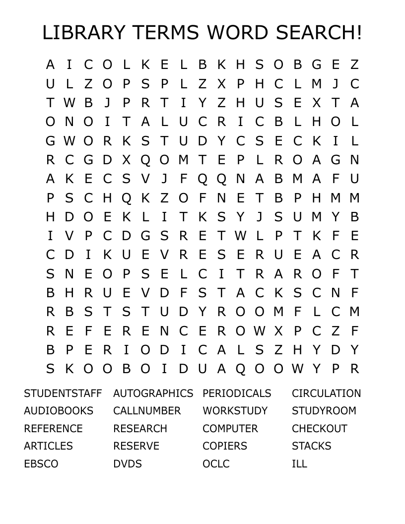 LIBRARY TERMS WORD SEARCH!