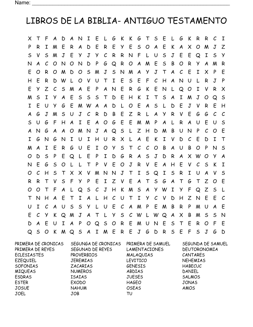 LIBROS DE LA BIBLIA- ANTIGUO TESTAMENTO Word Search