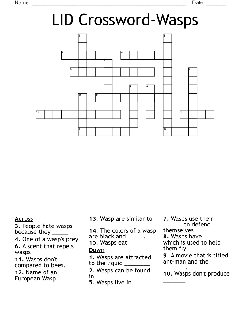 LID Crossword-Wasps